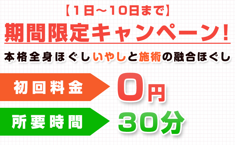 本格ほぐし30分：初回料金